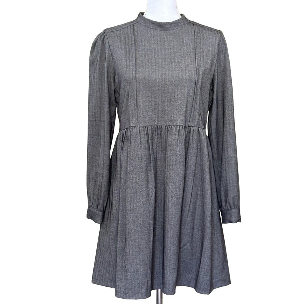 Olive of London black/white mini herringbone dress, medium, classic, academia